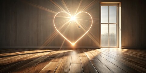 Sunlight Creating Heart Shape Reflection in Sunny Interior Room