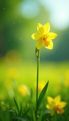 Obraz premium Sunny meadow with a delicate yellow orchid swaying gently in the breeze, sunny, garden, flowers of yellow