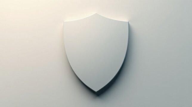 A Simple White Shield Icon Representing Protection and Security on a Light Gray Background