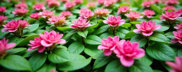 Overlapping foliage of Tiarella Candy Stripe forming a mat, groundcover, flowering plants, matting plants