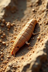 Fossil of tiny aquatic organism in arid environment, soil, fossilized, arid