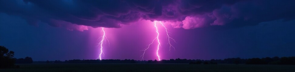 Lightning flashes on the horizon during a thunderstorm, atmospheric, darkness