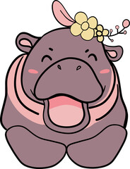 This cute moodang hippopotamus clipart is perfect for Valentine’s Day gifts, offering a playful and lovable design ideal for creating romantic greeting cards, decorations, and digital prints.