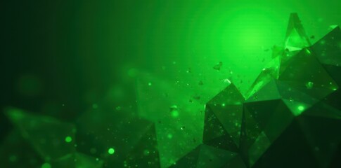 Abstract geometric shapes, vibrant green hues, technological texture, aesthetic, futuristic