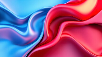 Obraz premium Smooth Silk Texture in Red and Blue Waves for Elegant Backgrounds