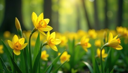 Obraz premium Yellow asfodelo petals blooming in the forest, spring, botanical