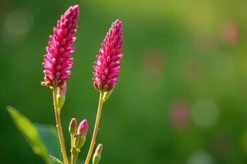 Stem of reddish tufted vetch with flowers and seed pods, foliage, vicia benghalensis