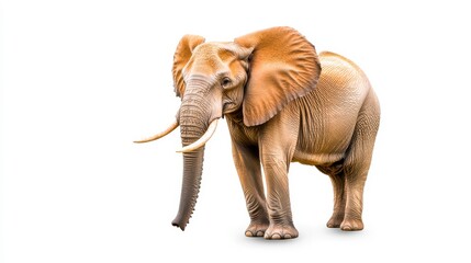 Fototapeta premium Majestic African Elephant Standing Gracefully on White Background