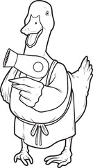 Duck Hairdresser Hairdryer Animal Vector Graphic Art Illustration