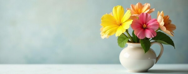 Yellow and pink blooms in a delicate, handcrafted vase, flower, fresh