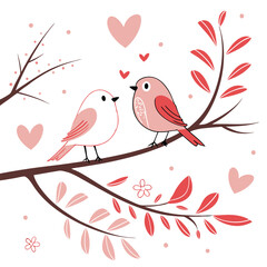 two birds on valentines day card image on a white background 