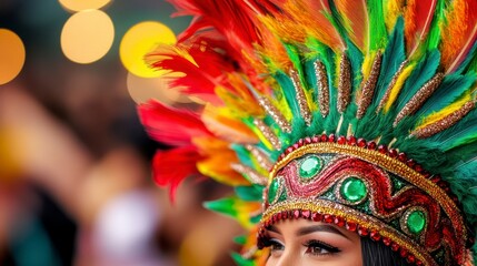 Bright and Colorful Feathered Headdress at Cultural Celebration Event