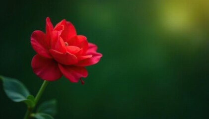 Single dark green stem with single bright red petal, petals, red, flowers