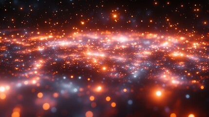 Obraz premium Captivating Cosmic Galaxy Abstract with Vibrant Glowing Stars Nebulae Interstellar Stunning Space Art Orange Blue Sparkling Lights Celestial Wonders