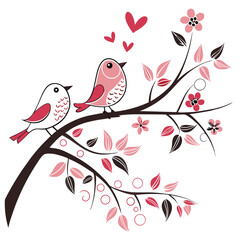 two birds on valentines day card image on a white background 