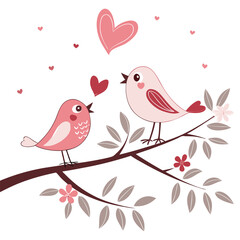 two birds on valentines day card image on a white background 