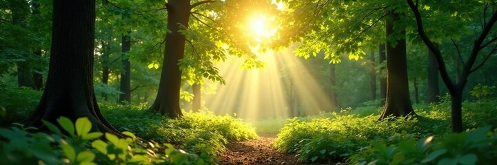 sunlight filtering through leaves in a forest, dappled light, light