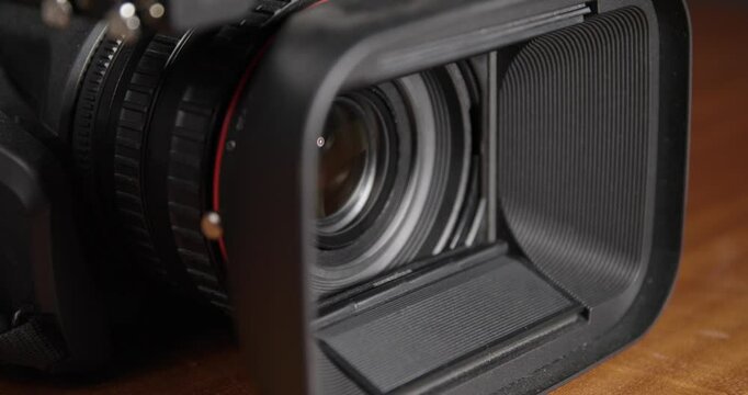 The video explores filmmaking with closeups of camera designs lens