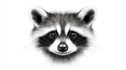 Obraz premium Cute Raccoon Head Illustration with Detailed Fur and Expressive Face