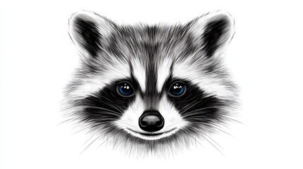 Obraz premium Whimsical Illustration of a Raccoon Face with Striking Blue Eyes