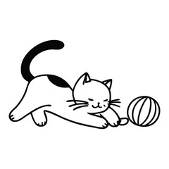 Playful Kitten with Yarn Vector  Design