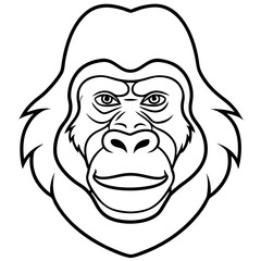 Sleek Gorilla Head Line Drawing Vector