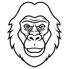 Sleek Gorilla Head Line Drawing Vector