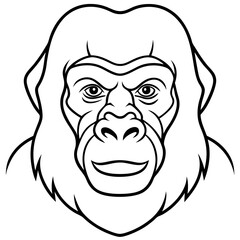 Sleek Gorilla Head Line Drawing Vector