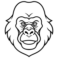 Sleek Gorilla Head Line Drawing Vector