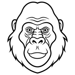 Sleek Gorilla Head Line Drawing Vector