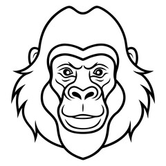 Sleek Gorilla Head Line Drawing Vector
