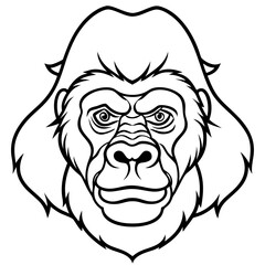 Sleek Gorilla Head Line Drawing Vector