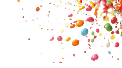 a colorful candies falling isolated on a transparent background 
