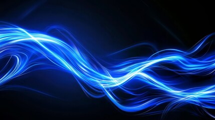 Fototapeta premium Abstract Blue Energy Waves - Dynamic blue light waves flowing across a black background. Perfect for technology, energy, and abstract designs.