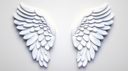 Fototapeta premium Elegant White Angel Wings Art Decoration on Light Background