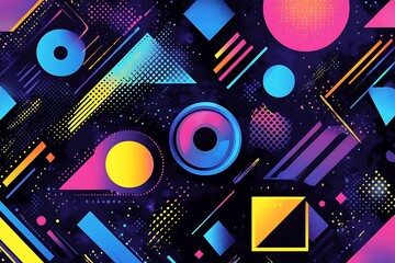 Vibrant 80s Retro Geometric Abstract Art.