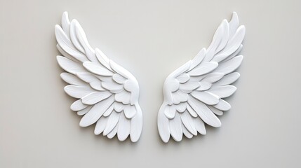 Fototapeta premium White Decorative Wings on a Wall for Home and Event Decor