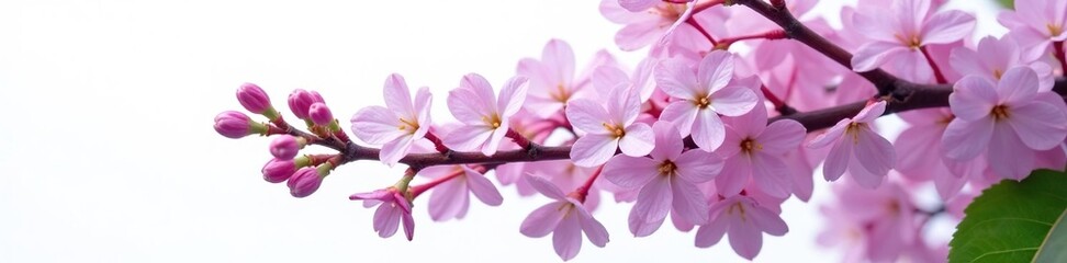 Spring morning dew drops cling to lilac branch isolated on white, nature, spring, branches
