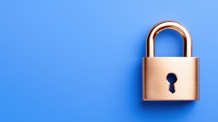A close-up of a golden padlock on a blue background, symbolizing security and protection of valuable information.