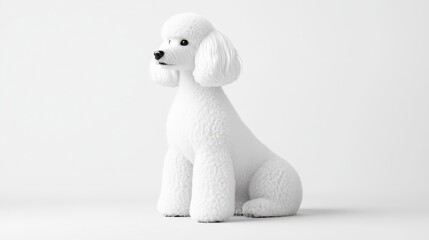 Adorable White Poodle with Fluffy Coat in Modern Minimalist Setting