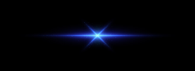 Blue neon line. Light effect. Abstract vector background