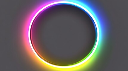 Fototapeta premium Vibrant Rainbow Circle Glowing Neon Light Frame