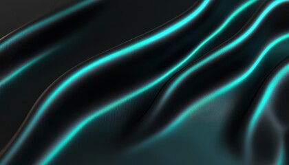 Abstract close-up of rippling fabric with glowing teal highlights, ideal for modern design or digital backgrounds.
