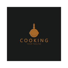 frying pan and spatula logo, kitchen cooking equipment, for business, company, restaurant