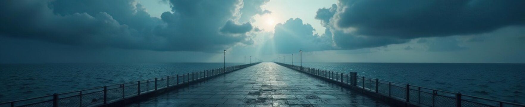 Schwarzes Meer unter wolkenverwachsener Br?cke, Wasserfl?chen, Regenwetter, Dunkelheit
