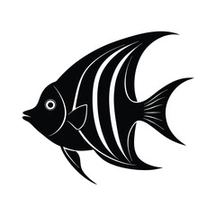 Angelfish Silhouette Vector Art and Black Angelfish Design Illustration