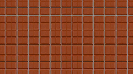 Textura de barra de chocolate ao leite com quadrados uniformes, ideal para fundos, design gr&aacute;fico e temas relacionados a alimentos e confeitaria.
