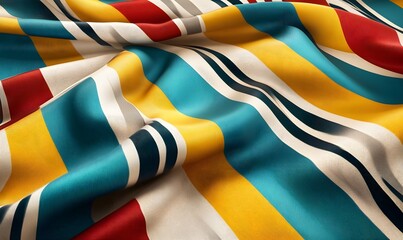 Colorful striped fabric texture, draped waves, textile design, background for fashion, home decor
