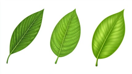 Obraz premium Various Green Leaves with Distinct Shapes and Textures