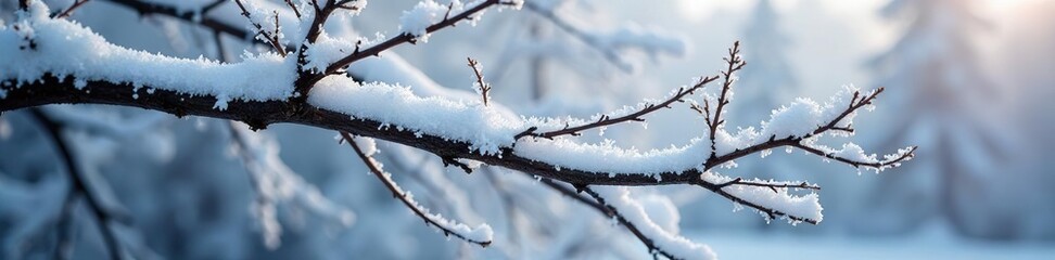 Obraz premium Snowy branches intertwined with delicate frost, tree, frost, branch